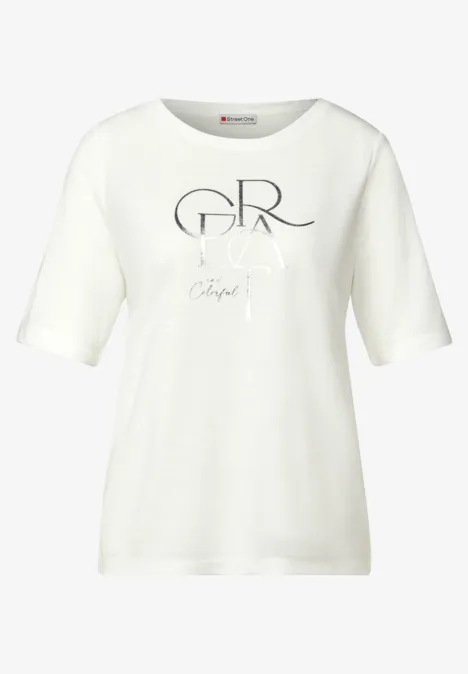 T-Shirt mit Folien-Wording off white