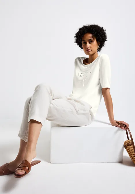 T-Shirt mit Folien-Wording off white
