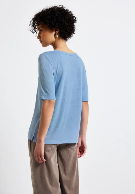 T-Shirt mit Folien-Wording serenity blue