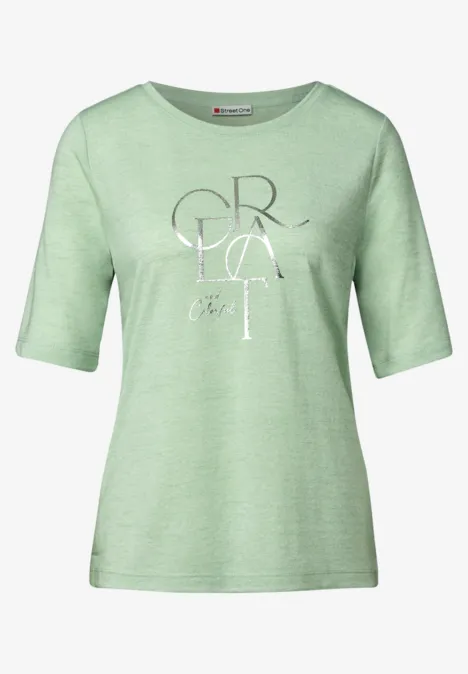 T-Shirt mit Folien-Wording soft jade green