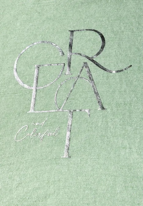 T-Shirt mit Folien-Wording soft jade green