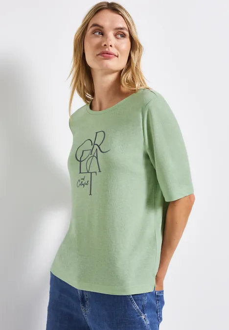 T-Shirt mit Folien-Wording soft jade green