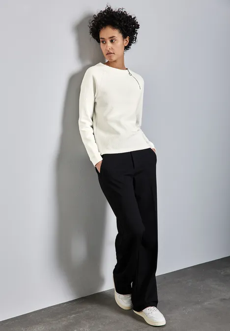 Strukturshirt mit Zipper off white