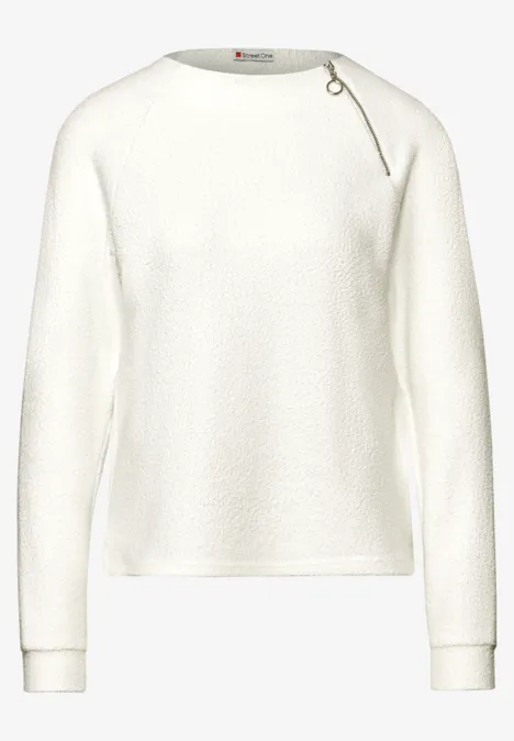 Strukturshirt mit Zipper off white