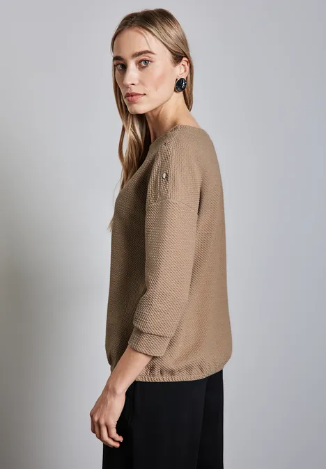 Strukturshirt mit Knöpfen honey sand