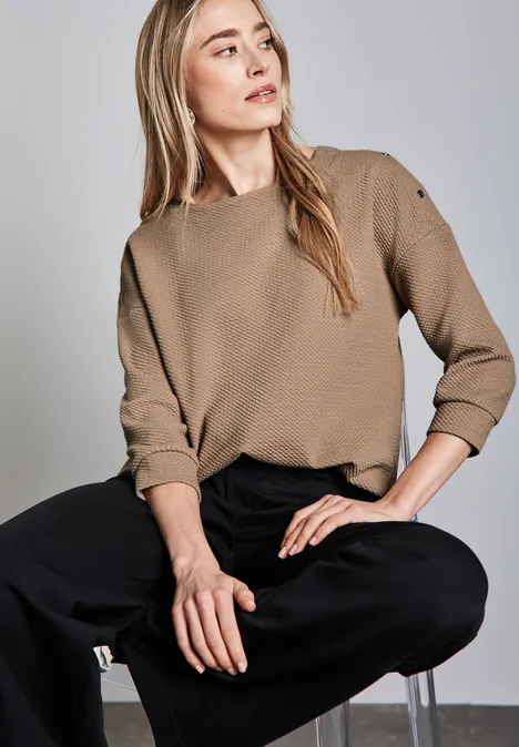 Strukturshirt mit Knöpfen honey sand