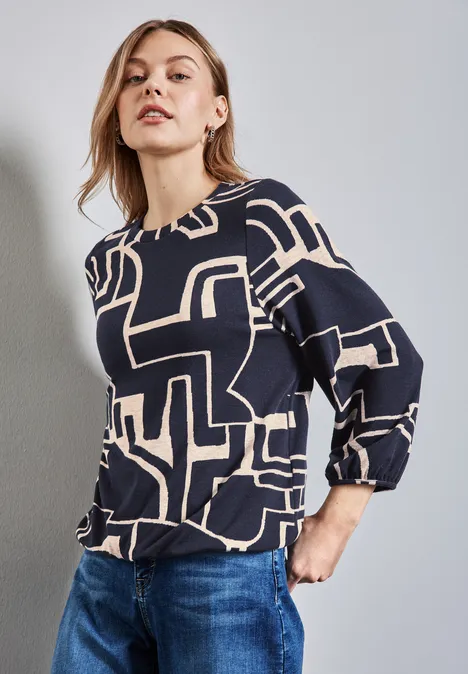Kuscheliges Shirt mit Print deep tint blue
