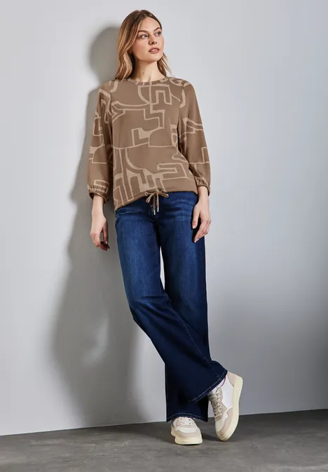 Kuscheliges Shirt mit Print sheer beige