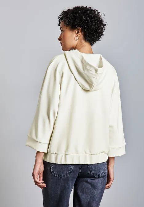 Silk-Look Hoodie Jacke off white