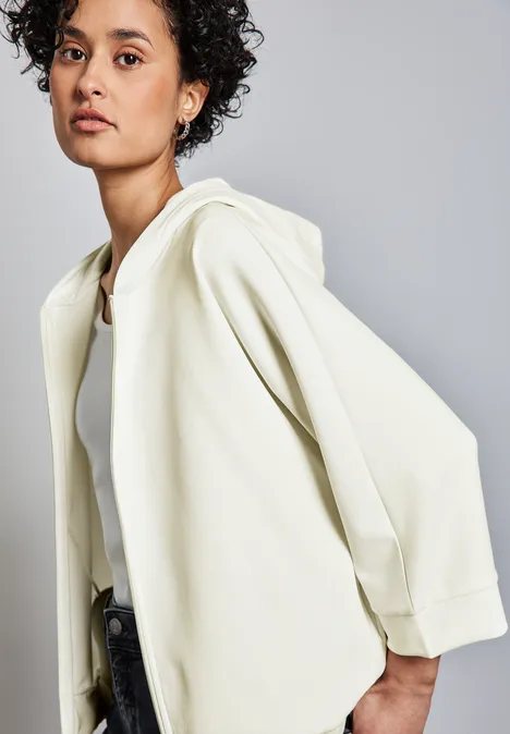 Silk-Look Hoodie Jacke off white