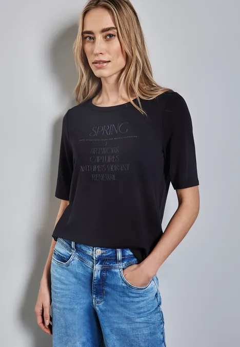 Shirt mit glänzendem Wording deep tint blue