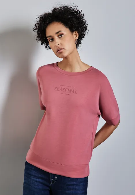 Silk-Look Shirt mit Wording desert berry