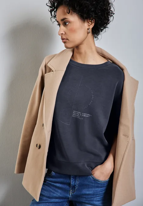 Silk-Look Shirt mit Print deep tint blue