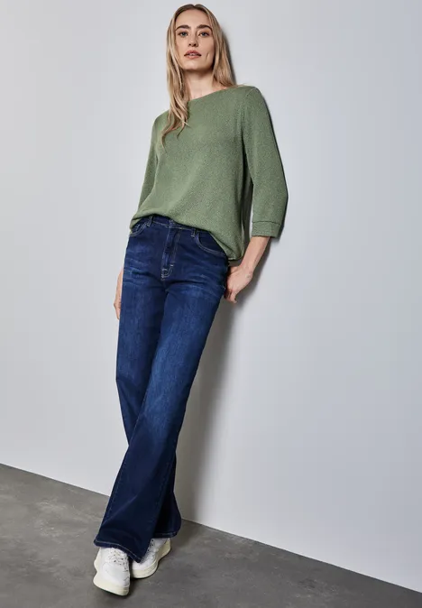 Strick-Look Shirt dry salvia green