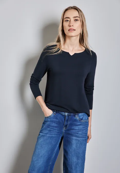 Shirt mit Ausschnitt-Detail deep blue