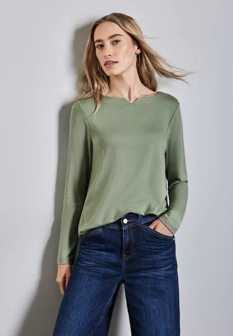 Shirt mit Ausschnitt-Detail dry salvia green