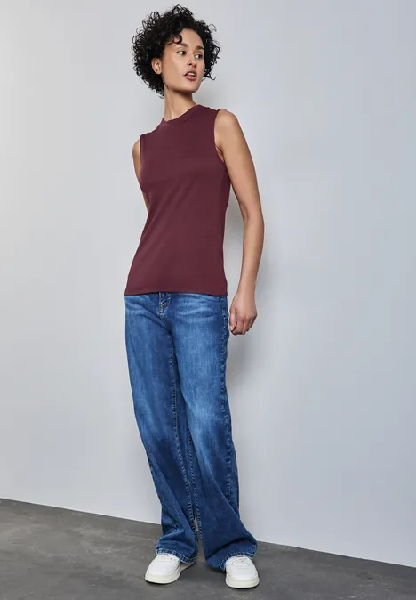 Basic Top mit Turtleneck dark cherry red