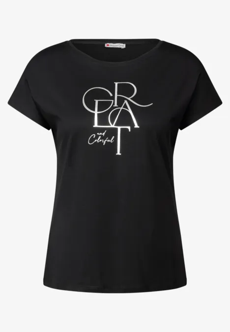 T-Shirt mit Folien Wording Black
