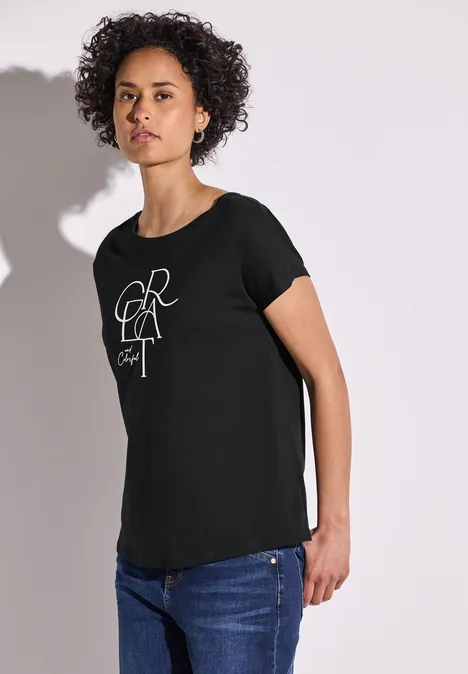 T-Shirt mit Folien Wording Black