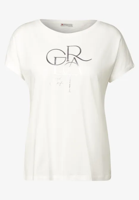 T-Shirt mit Folien Wording off white