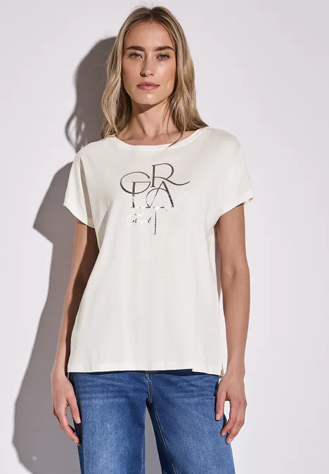 T-Shirt mit Folien Wording off white