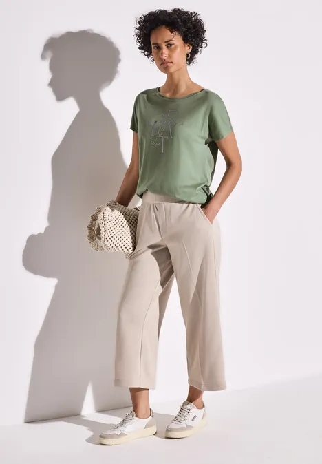 T-Shirt mit Folien Wording dry salvia green