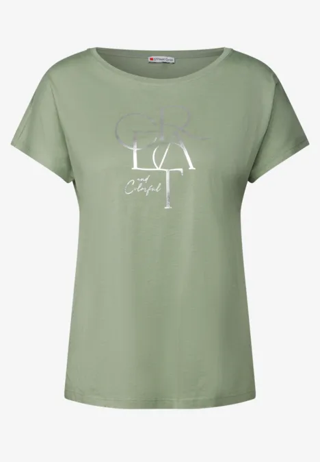 T-Shirt mit Folien Wording dry salvia green