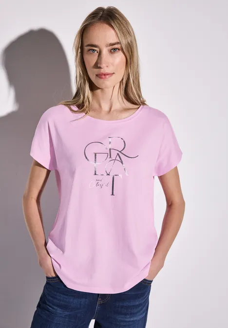 T-Shirt mit Folien Wording cherry blossom rose