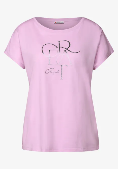 T-Shirt mit Folien Wording cherry blossom rose