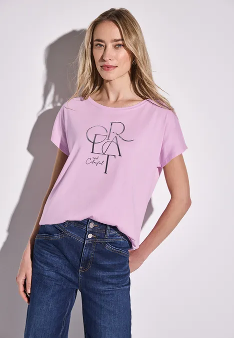 T-Shirt mit Folien Wording cherry blossom rose