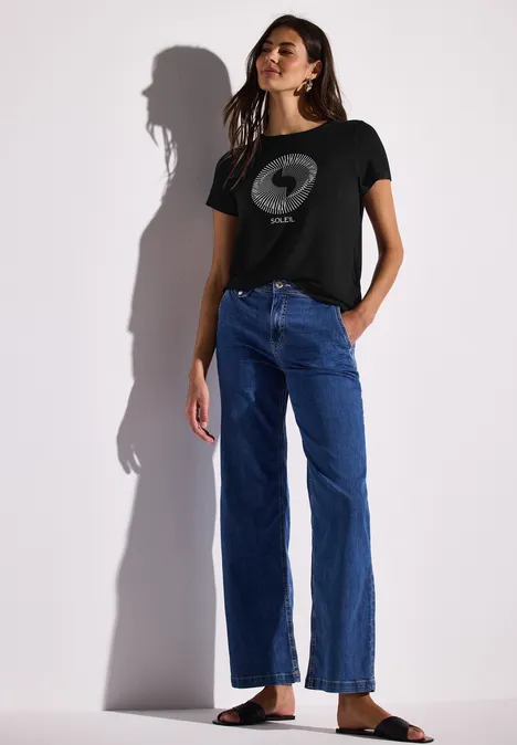 T-Shirt mit Schmucksteinen Black