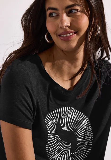 T-Shirt mit Schmucksteinen Black