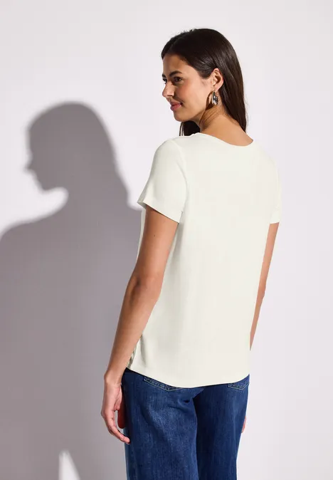 T-Shirt mit Schmucksteinen off white