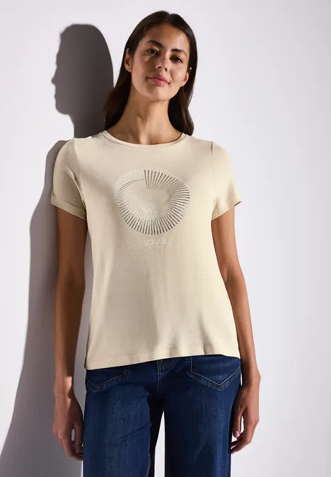 T-Shirt mit Schmucksteinen moonstone sand