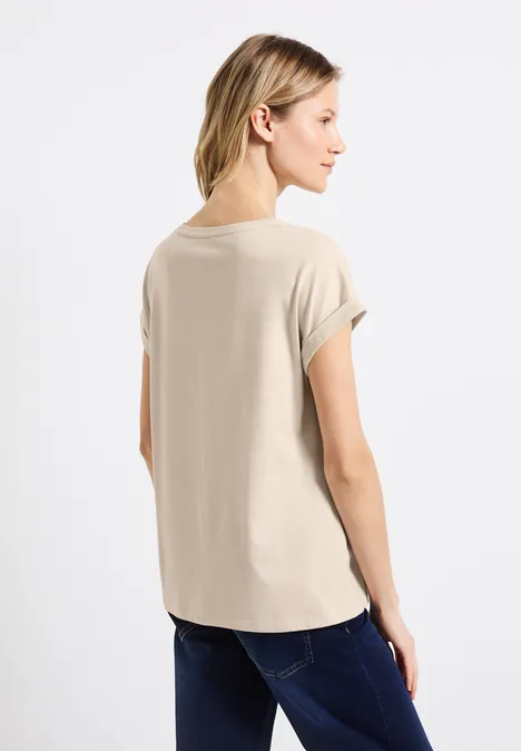 T-Shirt mit Folien-Wording moonstone sand