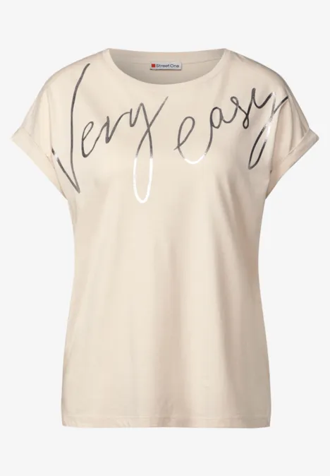 T-Shirt mit Folien-Wording moonstone sand