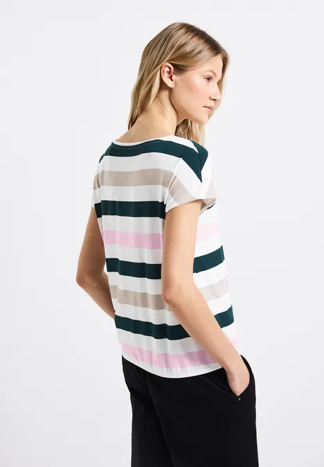 Gestreiftes T-Shirt off white
