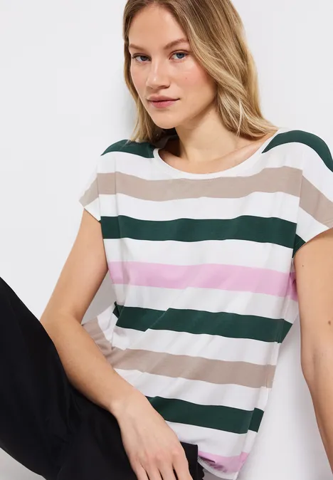 Gestreiftes T-Shirt off white
