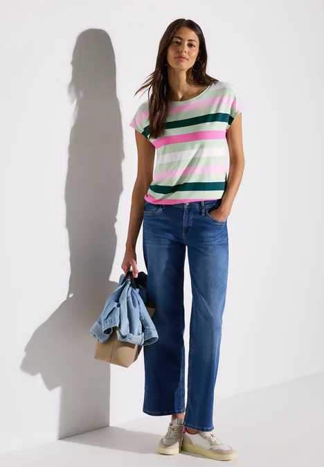 Gestreiftes T-Shirt soft jade green