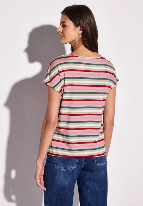 Gestreiftes T-Shirt moonstone sand
