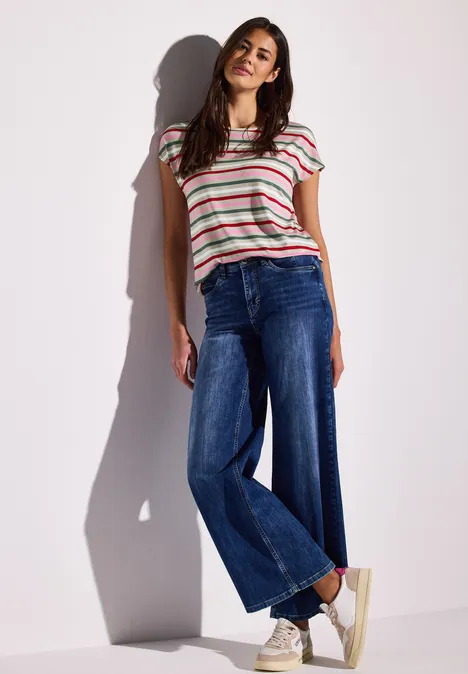 Gestreiftes T-Shirt moonstone sand