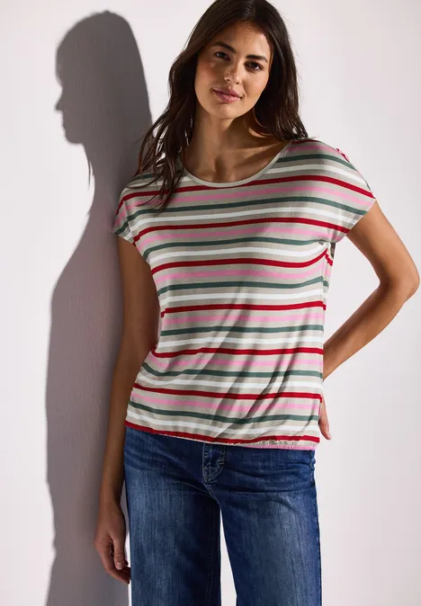 Gestreiftes T-Shirt moonstone sand