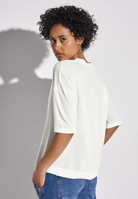 Shirt met V-hals off white