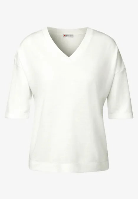 Shirt met V-hals off white