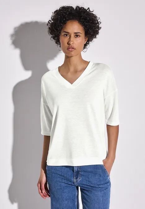 Shirt met V-hals off white