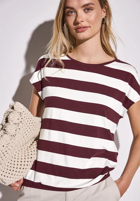 Gestreiftes T-Shirt dark cherry red