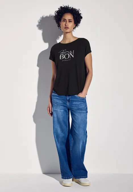 T-Shirt mit Wording Black