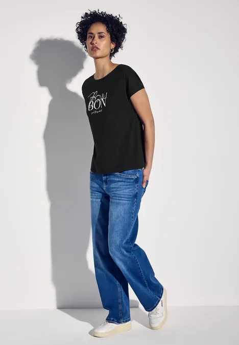 T-Shirt mit Wording Black