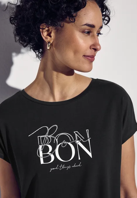 T-Shirt mit Wording Black