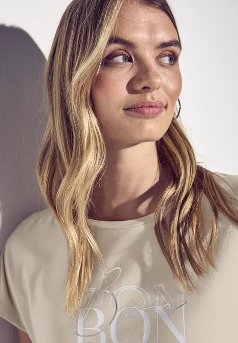 T-Shirt mit Wording moonstone sand